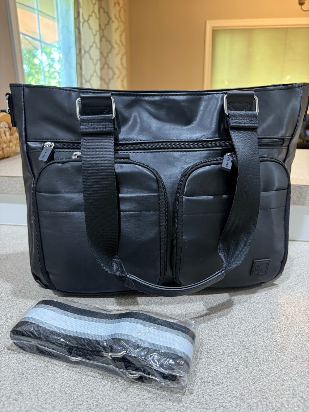 IHKWIP Cargo Catchall Tote with handles & Crossbody Strap - Metallic Black